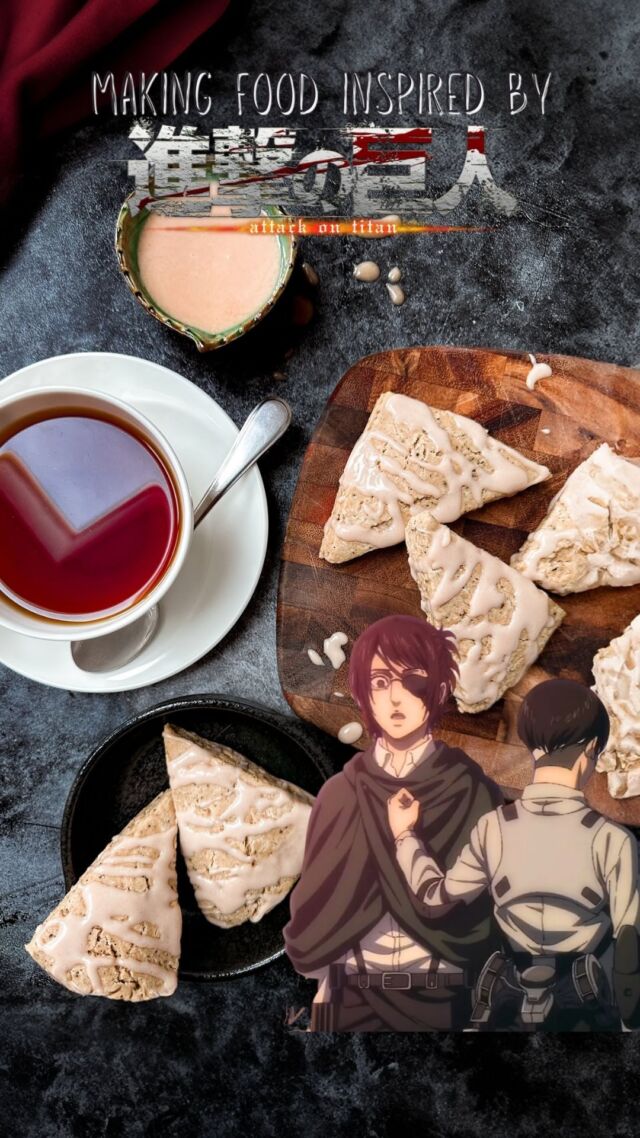 Levi’s Earl Grey Tea & Scones ☕ 

The weather is gloomy and I am in need of a cozy, yummy, and relatively low effort treat! 🥰
This is a simple and classic scone recipe that is bursting with earl grey tea flavour. Definitely a favourite treat when served with a fresh steaming pot of tea. I love making a batch of scones on a Sunday morning and then enjoying them throughout the week. (not that they last very long before eaten up! 😅).
There is just something about a warm scone that makes me want to cozy up under a blanket with my current read and a fur baby or two by my side. Anyone else feel the same? Maybe I’ll have to do a cozy vibes video for a Sunday morning or a live stream!

Goodbye, Hange. Watch us…
Shinzou wo sasageyo! ❤️🩹😭
.
Follow @glutenfree.carly for more drool-worthy recipes, travel ideas & tips, and more geeky goodness! 🌸
✨Please subscribe to my YouTube channel! I have lots more recipes and Japan content planned that I can’t wait to share with you. Check out my link in bio 😊
.
.
[Earl Grey Scones: Inspired by Attack on Titan on glutenfreewithme.com or link in profile]
.
.
.
#AttackOnTitan #ShingekiNoKyojin #AOT #scones #baking #animefood #glutenfree #cozyvibes #attackontitanseason4 #erenjaeger #leviackerman #animerecipe #japanesefoodporn #animefoodporn #japanesefood #foodstagram #glutenfreerecipes #animeforlife #oishii #anime #otaku #snk #onepiece #jjk #bnha #アニメ #グルテンフリー #進撃の巨人